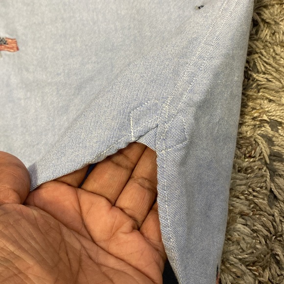 Ralph Lauren Blue Red Casual Button Shirt USA embroidered American flag sz large - Picture 9 of 10